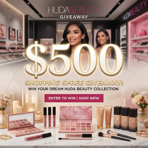 $500 Huda Beauty shopping spree giveaway